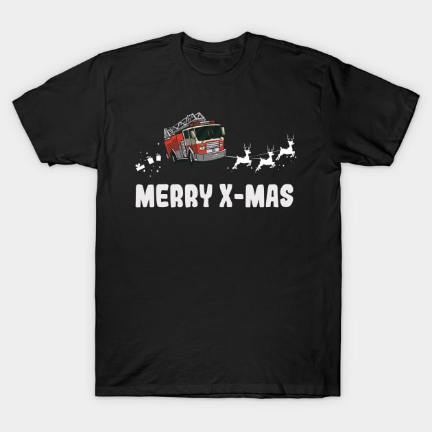 Fire truck Christmas Firefighter T-Shirt by Anassein.os